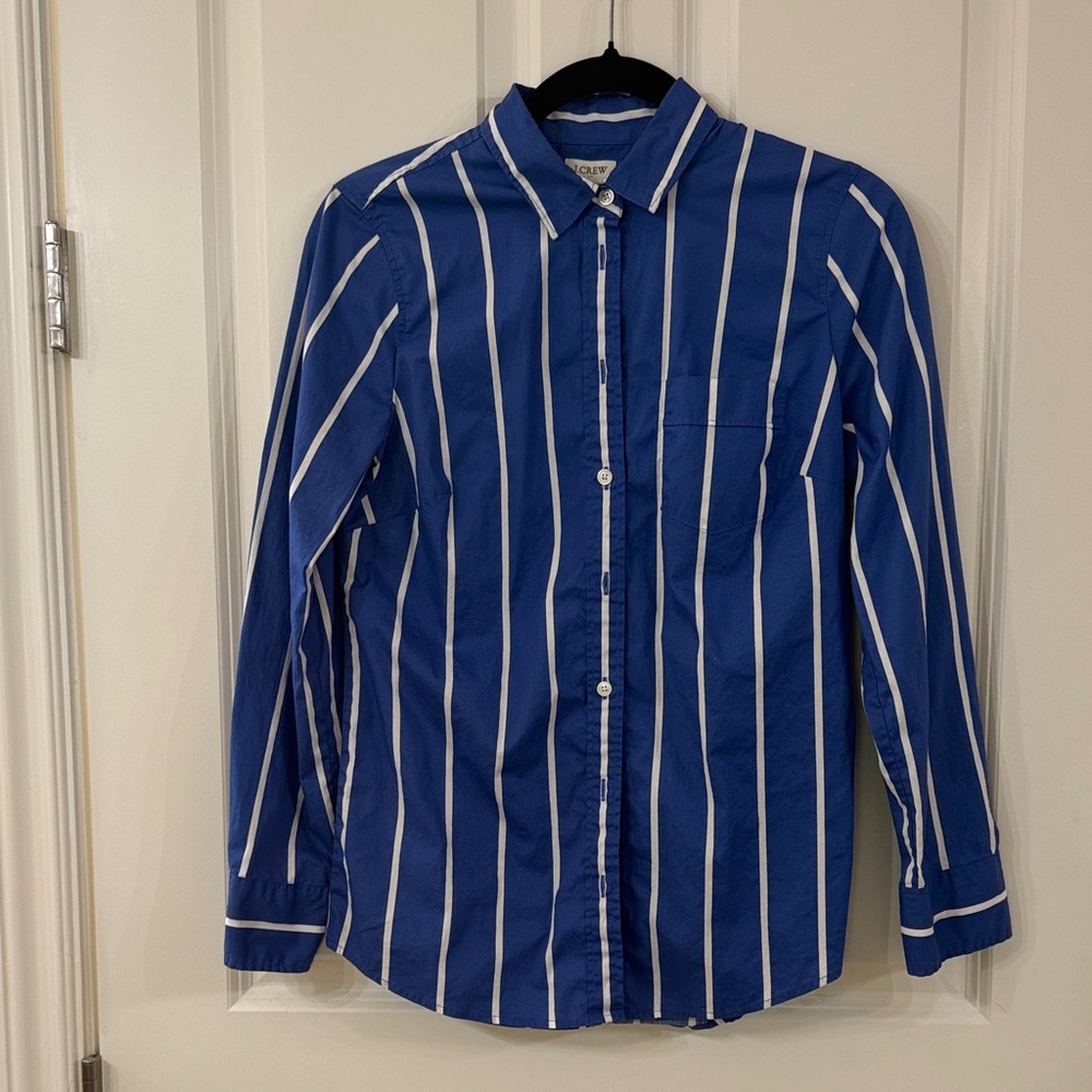 J. Crew Blue and White Striped Shirt